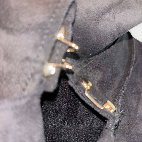 H&M Women’s Black Suede Hook Close Belted Jacket Blazer Size XS - Picture 6 of 9